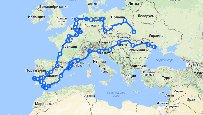 the route of bike ride "Ukraines in Europe"